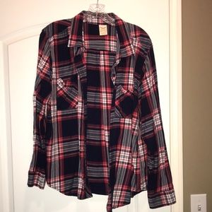 Flannel button up XL (16-18) red white navy blue women’s plaid